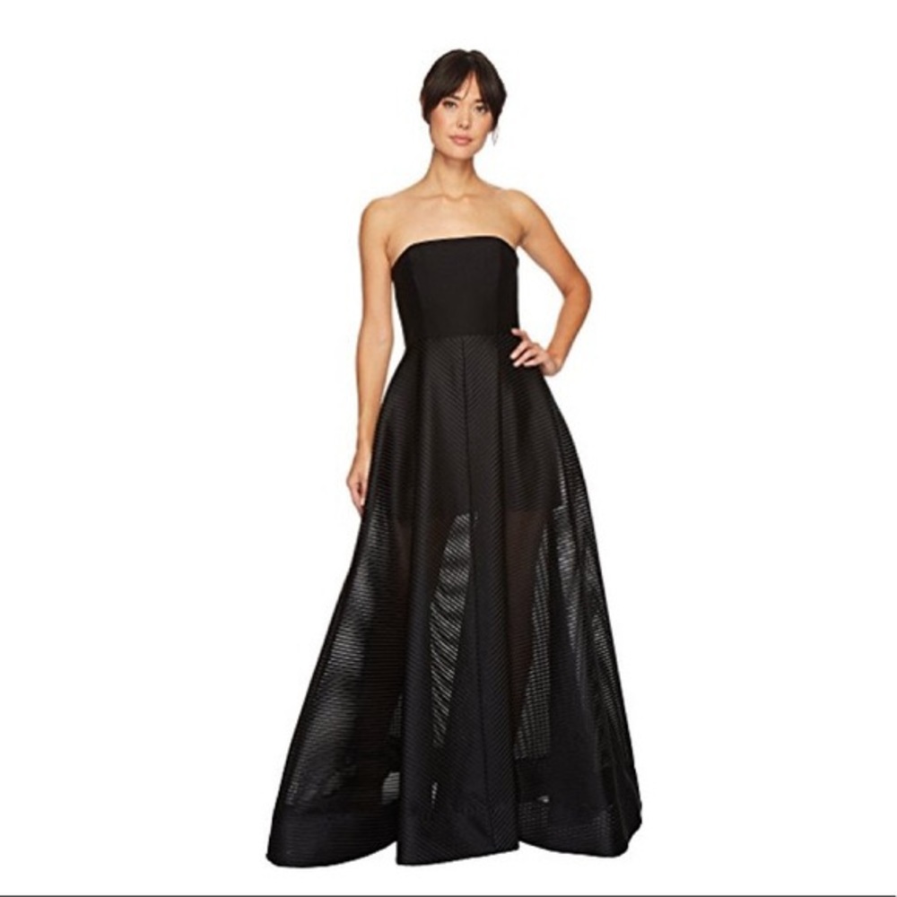 Halston Heritage Black Mesh Gown